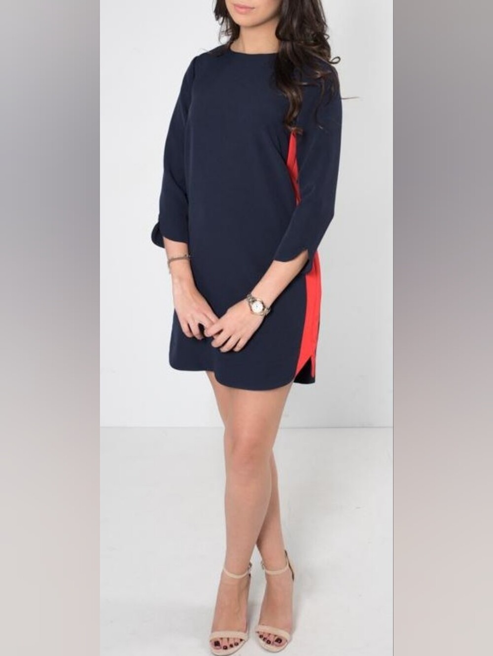 H&M Navy Blue Mini Dress with Red Side Panels Nwot